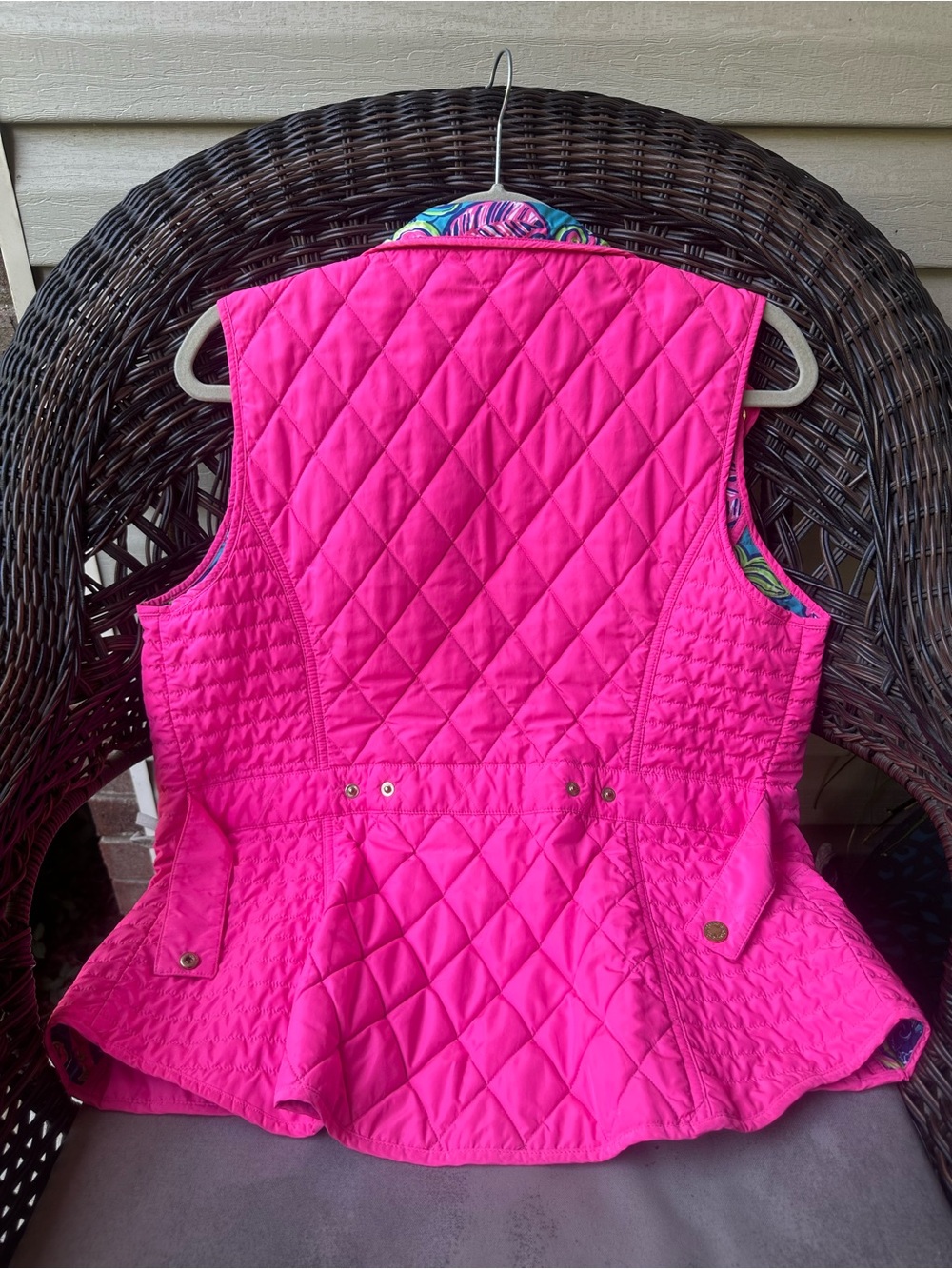 Lilly Pulitzer Blake Quilted Puffer Vest Hot Pink L - Picture 15 of 16